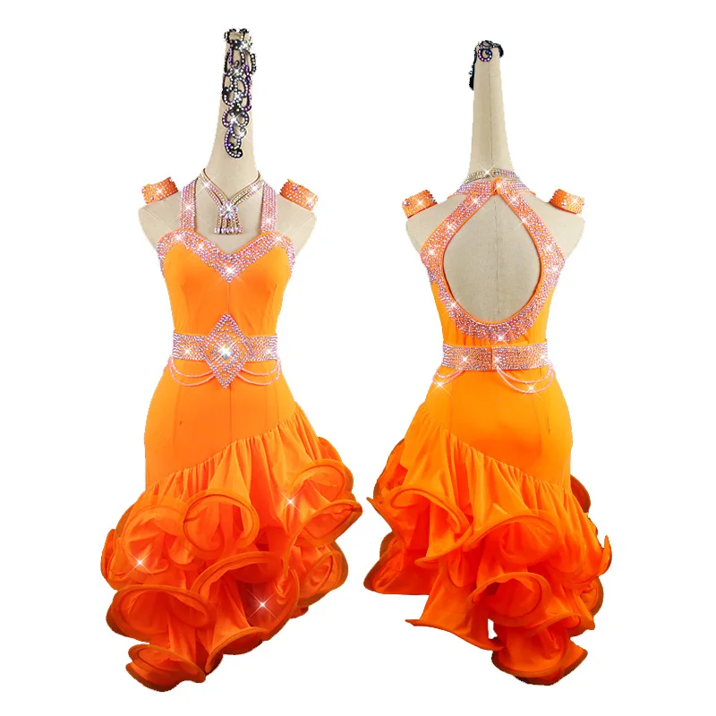 New Latin Dance Dress Competition Dress Costumes Skirt Performing Dress Adult Customize Children orange Fishbone Skirtess
New Latin Dance Dress Competition Dress Costumes Skirt Performing Dress Adult Customize Children orange Fishbone Skirtess
