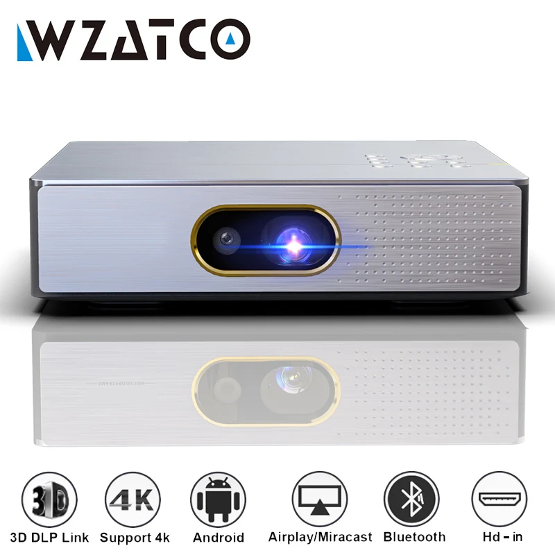 

WZATCO S5 DLP 3D Projector 4K 5G WIFI Smart Android9.0 for Home Theater MINI Beamer Full HD 1080P Video lAsEr Portable Proyector