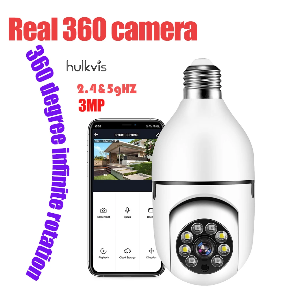 Real 360 Light Bulb Surveillance Camera Wifi 2.4ghz 5Ghz E27 Wireless 1080p Security Night Vision Human Motion Detection Alarm
Real 360 Light Bulb Surveillance Camera Wifi 2.4ghz 5Ghz E27 Wireless 1080p Security Night Vision Human Motion Detection Alarm
