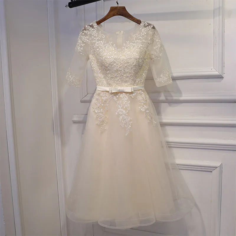 Evening Dress O-Neck Half Sleeves Zipper Back Knee-Length Embroidery A-Line Elegant New Plus size Women Formal Party Gown C1568
Evening Dress O-Neck Half Sleeves Zipper Back Knee-Length Embroidery A-Line Elegant New Plus size Women Formal Party Gown C1568