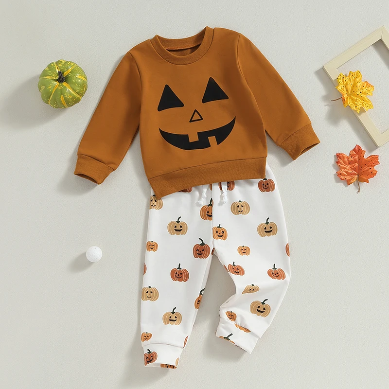 Детский костюм на Хэллоуин, Осень-зима, Топ с длинным рукавом и принтом тыквы, штаны, комплект из 2 предметов, одежда для маленьких мальчиков и девочек
Детский костюм на Хэллоуин, Осень-зима, Топ с длинным рукавом и принтом тыквы, штаны, комплект из 2 предметов, одежда для маленьких мальчиков и девочек