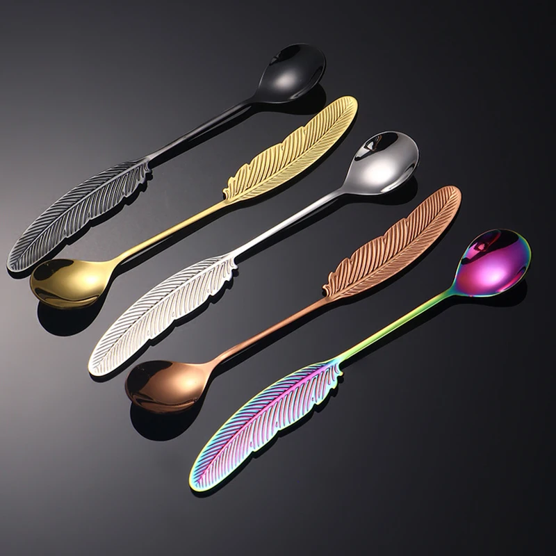 Cute Dessert Spoon 304 Stainless Steel Meal Spoon Fork Creative Feather Shape Coffee Stirring Spoon Coffee Spoon Fruit Fork Gif
Cute Dessert Spoon 304 Stainless Steel Meal Spoon Fork Creative Feather Shape Coffee Stirring Spoon Coffee Spoon Fruit Fork Gif