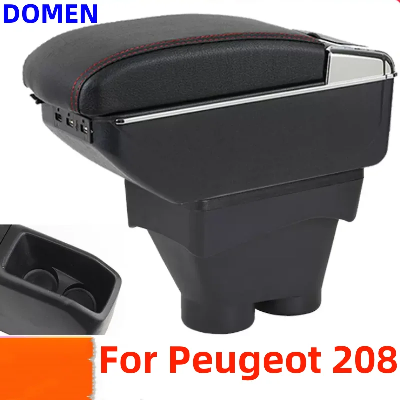 

For Peugeot 208 Armrest Box 2012-2018 Storage box Car Holder Ashtray Interior accessories Retrofit parts USB 2017 2016 2015