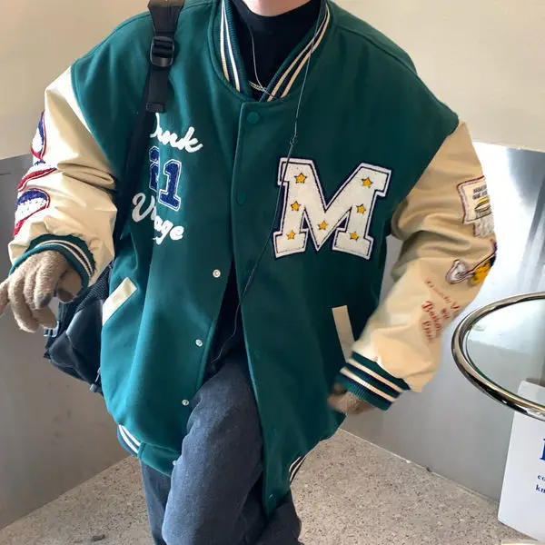 New High Street Contrasting baseball uniform women spring Embroidery Letter Baseball Jacket Harajuku College Style Coat Oversize
New High Street Contrasting baseball uniform women spring Embroidery Letter Baseball Jacket Harajuku College Style Coat Oversize