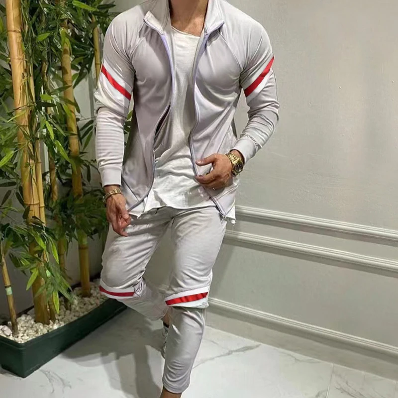Casual Men Long Sleeve Turn-down Zipper Coat and Elastic Waist Trouser Suit for Men Fashion Printed Slim Sports Two-piece Sets
Casual Men Long Sleeve Turn-down Zipper Coat and Elastic Waist Trouser Suit for Men Fashion Printed Slim Sports Two-piece Sets