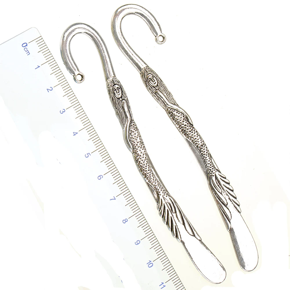 

5pcs Metal Mermaid Bookmarks Customized Wholesales Bulk Long 120mm Curve Silver Simple Diy Gift Handworks Jewellery Accessories
