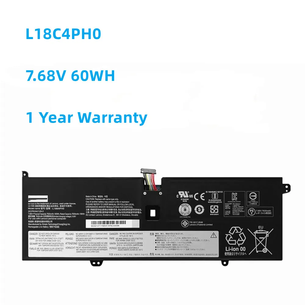 

L18C4PH0 L18M4PH0 7.68V 60Wh Battery For Lenovo Yoga C940 SP/A C940-14IIL 81Q9 5B10T11586 5B10W67374 SB10W67323 5B10T11585