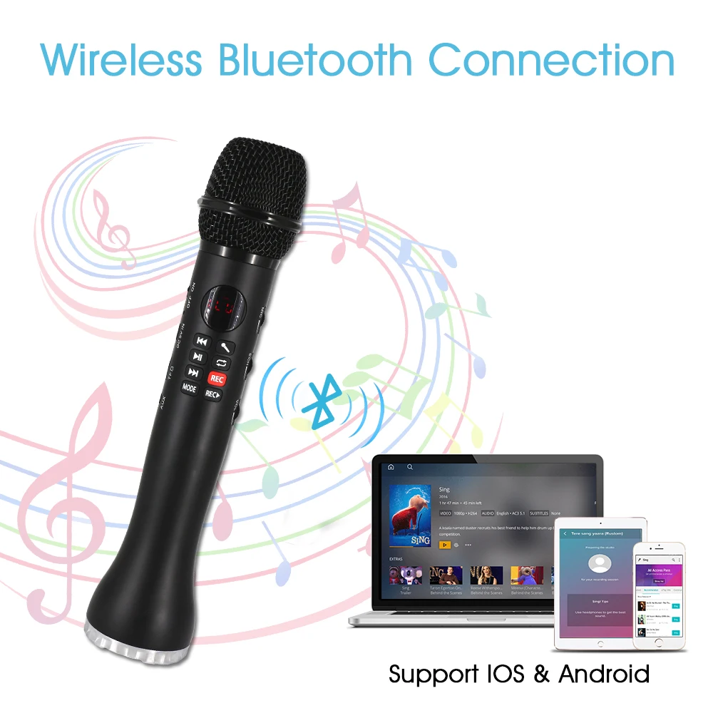 

Professional 3 in1 Karaoke Recording Wireless Speaker Microphone with Bluetooth for Phone For Ipad Condenser Microphone