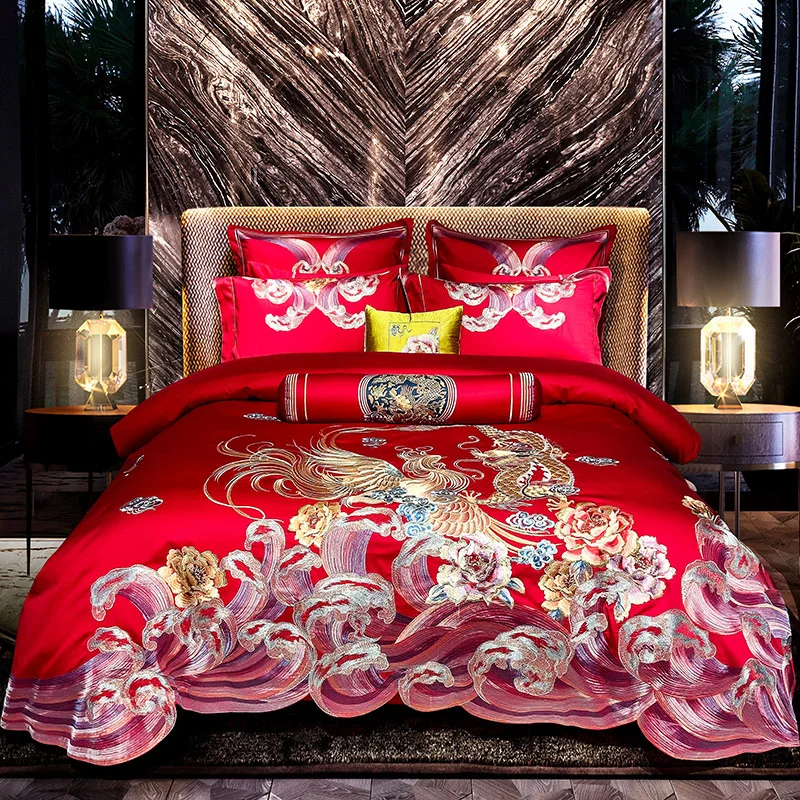 Luxury Loong Phoenix Embroidery 1000TC Egyptian Cotton Chinese Wedding Bedding Set Quilt Cover Bedspread Bed Linen Pillowcases
Luxury Loong Phoenix Embroidery 1000TC Egyptian Cotton Chinese Wedding Bedding Set Quilt Cover Bedspread Bed Linen Pillowcases