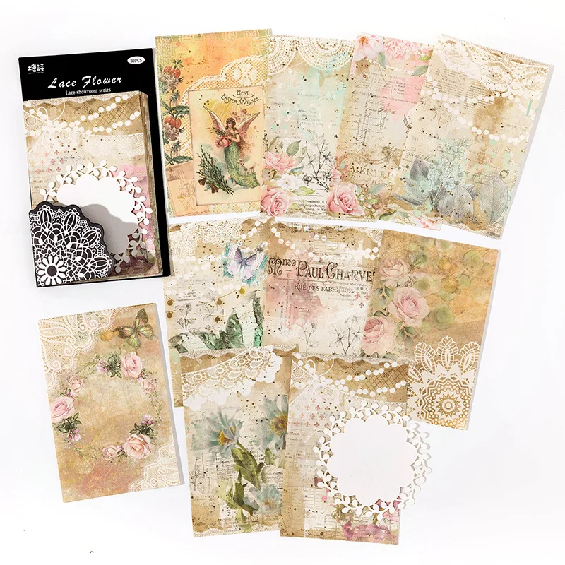 30pcs Vintage Flower Lace Material Paper Vintage Coffee Scrapbooking DIY Writing Pads Decorative Lable Junk Journal Planner
30pcs Vintage Flower Lace Material Paper Vintage Coffee Scrapbooking DIY Writing Pads Decorative Lable Junk Journal Planner