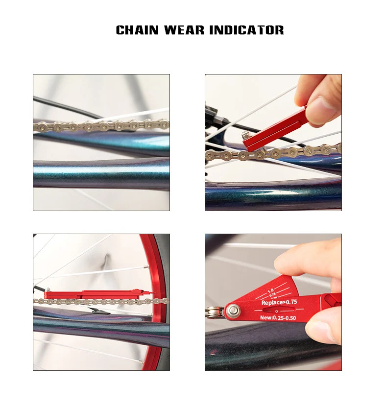 Bike Chain Checker Aluminum Alloy Bike Chain Tool Bicycle Chain Wear Indicator Chain Stretch Tool Chain Measuring Tool XR-Hot
Bike Chain Checker Aluminum Alloy Bike Chain Tool Bicycle Chain Wear Indicator Chain Stretch Tool Chain Measuring Tool XR-Hot