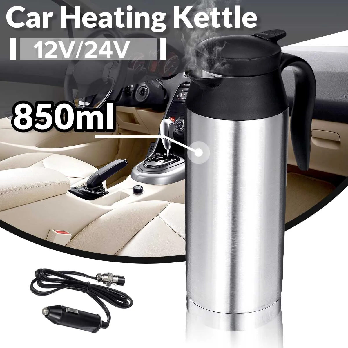 12V 24V Portable Car Heating Cup Stainless Steel Water Warmer Bottle Car Kettle 800ML
12V 24V Portable Car Heating Cup Stainless Steel Water Warmer Bottle Car Kettle 800ML