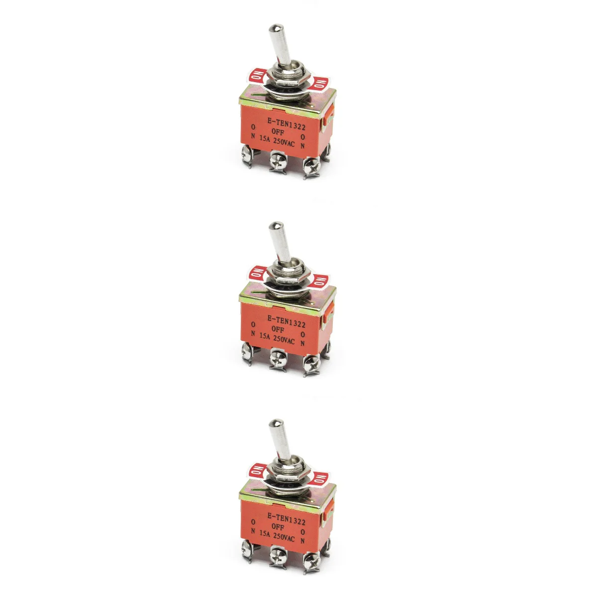 3 Pieces Automotive Accessories 250V 15A Toggle Position Component E-TEN1322
3 Pieces Automotive Accessories 250V 15A Toggle Position Component E-TEN1322
