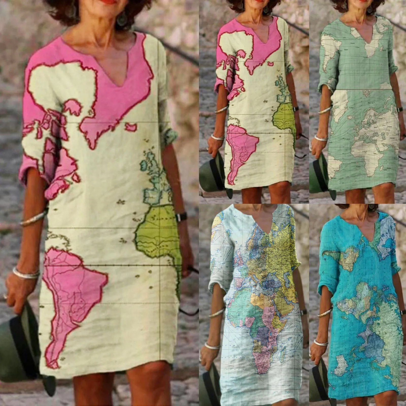 World Map 3D Printed Women's Dress Vintage Loose Short Sleeve Dress 2021 Summer Casual Dresses For Women Vestido Verano Mujer
World Map 3D Printed Women's Dress Vintage Loose Short Sleeve Dress 2021 Summer Casual Dresses For Women Vestido Verano Mujer