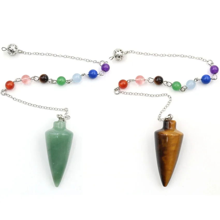 Natural Healing Crystal 7 Chakra Pointed Cone Pendulums Pendant for Reiki Healing Balance Meditation Scrying Dowsing Divination
Natural Healing Crystal 7 Chakra Pointed Cone Pendulums Pendant for Reiki Healing Balance Meditation Scrying Dowsing Divination