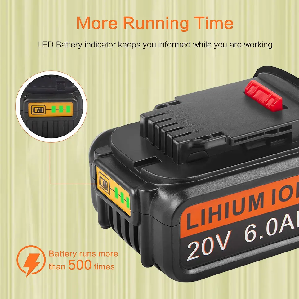 Lithium battery replacement parts for DeWalt 20V MAX DCB204 DCB200 DCB205-2 DCB201 20V DCD/DCF/DCG/DCS series
Lithium battery replacement parts for DeWalt 20V MAX DCB204 DCB200 DCB205-2 DCB201 20V DCD/DCF/DCG/DCS series