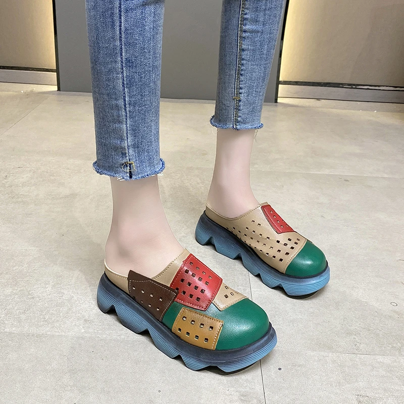 Women Shoes Mixed Colors Retro Genuine Leather Lace-Up Platform Heels 2022 New Concise Handmade Ladies Shoes
Women Shoes Mixed Colors Retro Genuine Leather Lace-Up Platform Heels 2022 New Concise Handmade Ladies Shoes