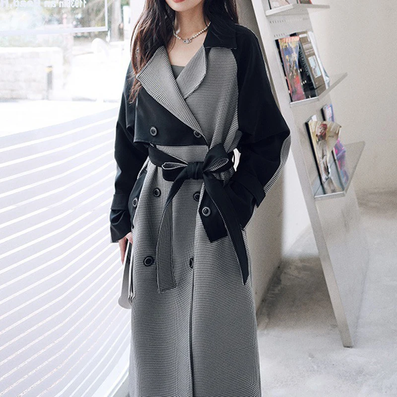 Women Spring Plaid Trench Coat With Belt Turn Down Collar Drouble Breasted Trench Coat Femme Casaco Abrigo Streetwear
Women Spring Plaid Trench Coat With Belt Turn Down Collar Drouble Breasted Trench Coat Femme Casaco Abrigo Streetwear