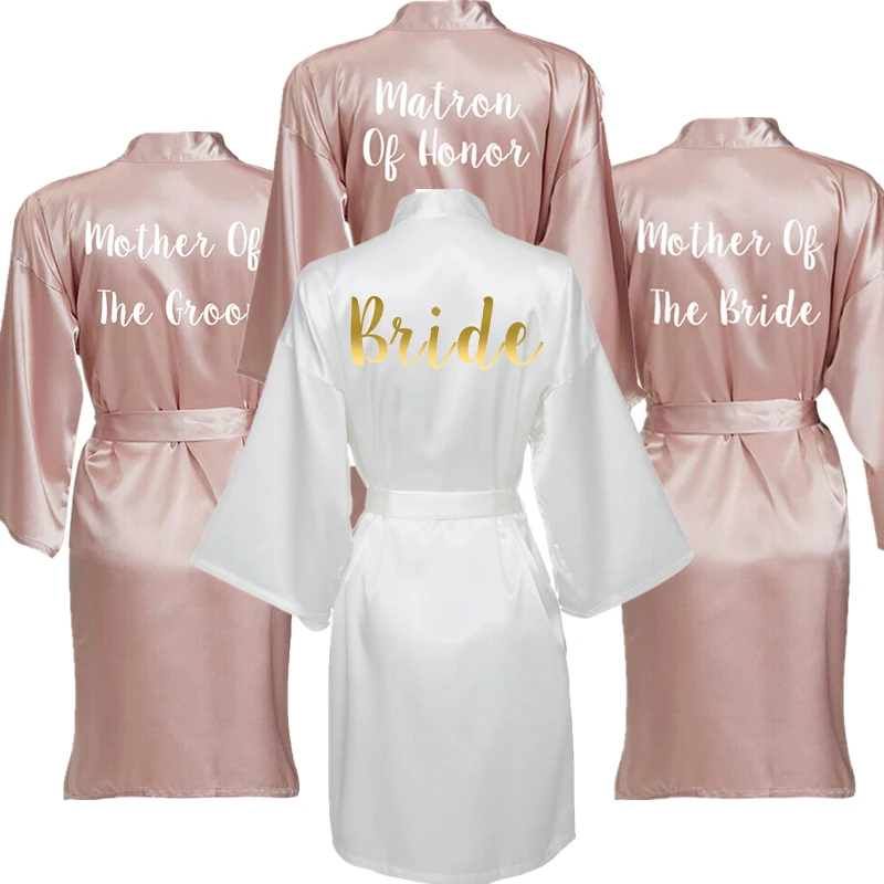 

Атласные шелковые халаты для женщин, бальное платье, Свадебный халат, халат для невесты, подружки невесты, халат для подружки невесты, телесного, розового цвета, халат с буквенным принтом на заказ