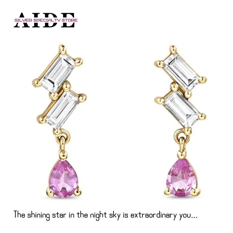 AIDE 925 Sterling Silver Pink and White Gemstone Step Piercing Stud Earrings For Women Girls Fashion Jewelry Gift Bijoux Brincos
AIDE 925 Sterling Silver Pink and White Gemstone Step Piercing Stud Earrings For Women Girls Fashion Jewelry Gift Bijoux Brincos