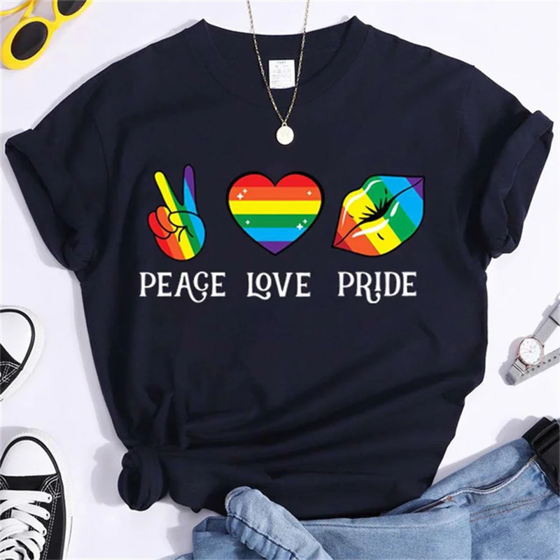 Симпатичные ЛГБТ-Футболки Мира Love Pride для женщин летняя футболка Женская