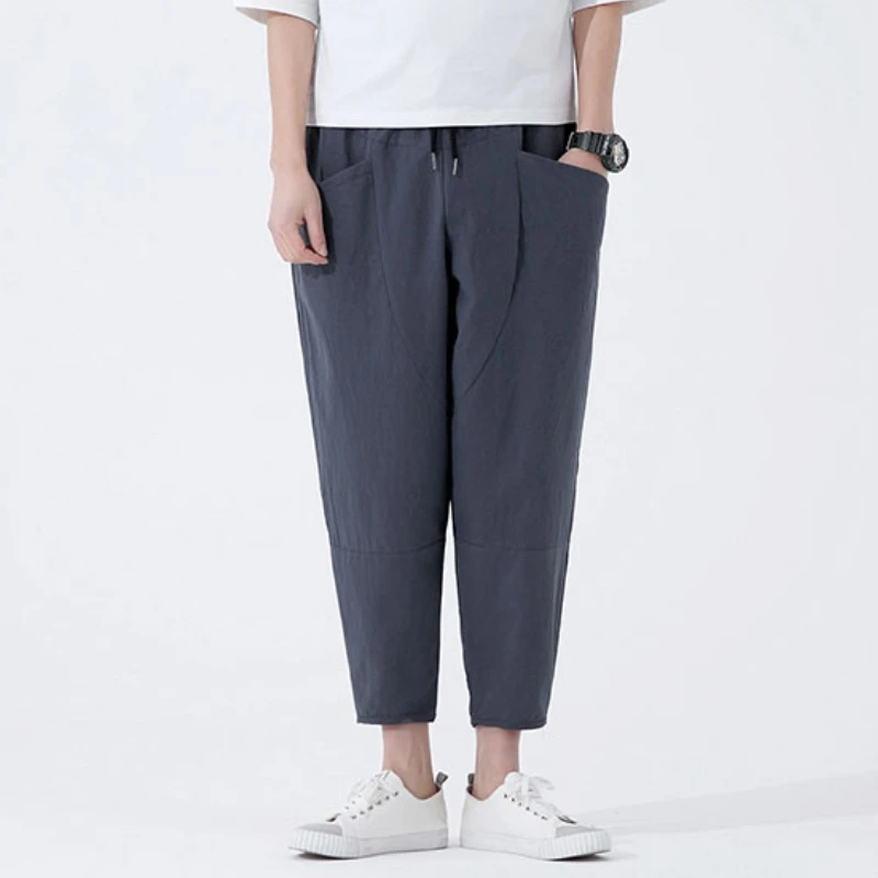 Chinese Style Cotton Linen Cropped Men Pants Casual Baggy Harem Pants Solid Color Elastic Waist Trousers Vintage Men's Clothing
Chinese Style Cotton Linen Cropped Men Pants Casual Baggy Harem Pants Solid Color Elastic Waist Trousers Vintage Men's Clothing