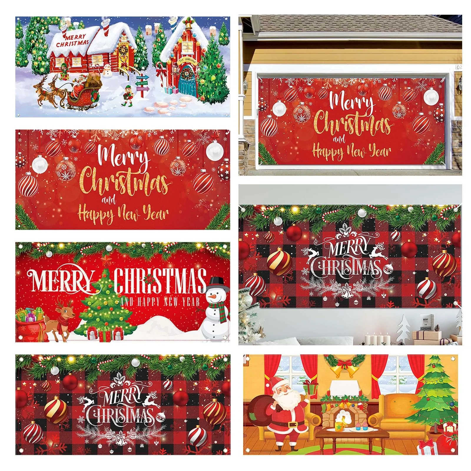 7x16FT Merry Christmas Holiday Banner Garage Door Cover Mural Winter Snowman Santa Outdoor Large Door Cover Decoration Indoor
7x16FT Merry Christmas Holiday Banner Garage Door Cover Mural Winter Snowman Santa Outdoor Large Door Cover Decoration Indoor