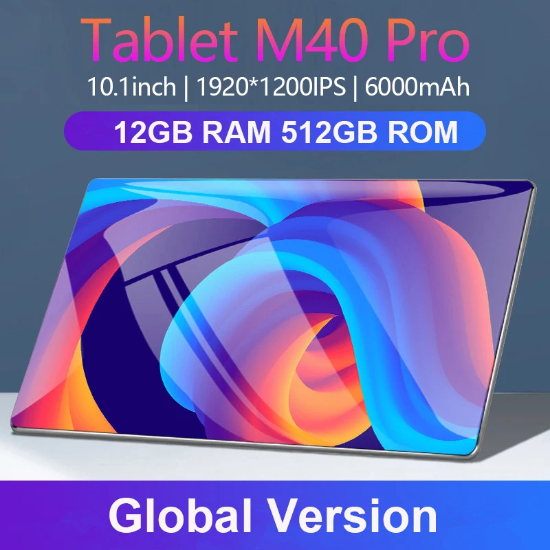 

Tablet Android M40 Pro 10.1 Inch Tablet Octa Core 12GBRAM+512GBROM 4G/5G Dual SIM Wifi Tablet PC Google Play Type-C 5G Tablettes