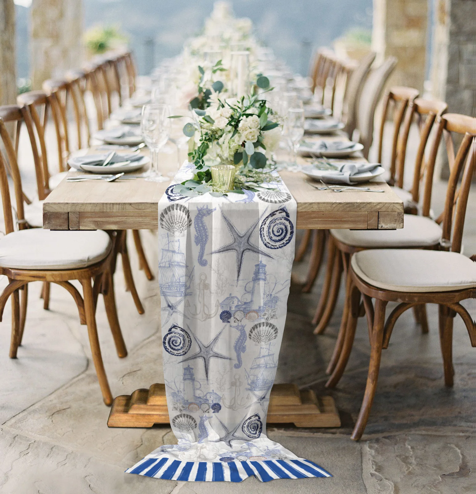 Marine Stripes Ocean Lighthouse Anchor Sheer Chiffon Table Runner Country Wedding Party Tulle Voile Table Cloth Home Decoration
Marine Stripes Ocean Lighthouse Anchor Sheer Chiffon Table Runner Country Wedding Party Tulle Voile Table Cloth Home Decoration