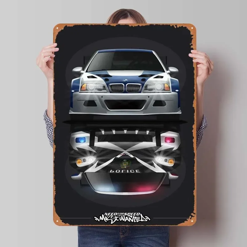 BMW M3 GTR VS CROSS Автомобильная металлическая вывеска Плакат Винтажная жесть Знак для