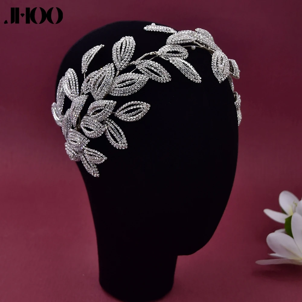 Свадебная тиара JHOO, ободок с искусственными листьями, головной убор для невесты, свадебные аксессуары для волос, Модный женский головной убор с кристаллами HP484 
Свадебная тиара JHOO, ободок с искусственными листьями, головной убор для невесты, свадебные аксессуары для волос, Модный женский головной убор с кристаллами HP484