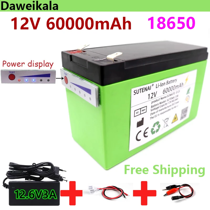 New 12v 60Ah 18650 Lithium Battery Pack Suitable for Solar Energy and Electric Vehicle Battery Power Display + 12.6v3a Charger
New 12v 60Ah 18650 Lithium Battery Pack Suitable for Solar Energy and Electric Vehicle Battery Power Display + 12.6v3a Charger