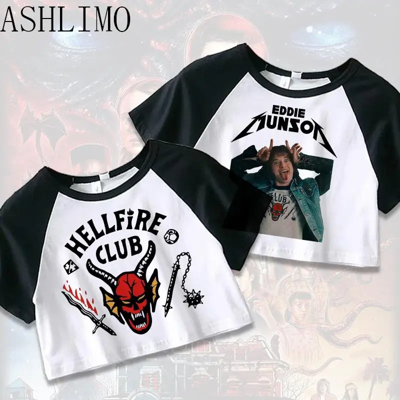 Women Crop Top Hellfire Club Season 4 Eddie Munson T Shirts Upside Down Tshirt Eleven Female Fashion T-shirt Tee Shirts Clothes
Women Crop Top Hellfire Club Season 4 Eddie Munson T Shirts Upside Down Tshirt Eleven Female Fashion T-shirt Tee Shirts Clothes