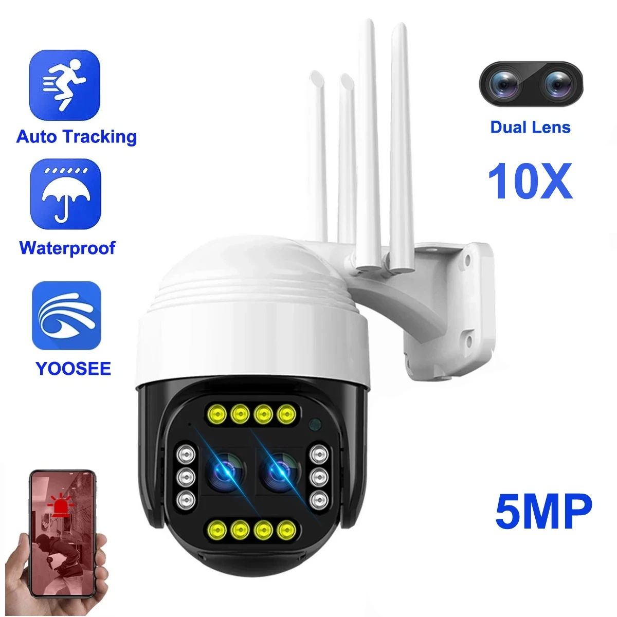 HONTUSEC Yoosee HD IP-камера с двойным объективом 5 Мп 10X зум IP PTZ камера системы безопасности с датчиком движения IP-камера с цветным ночным видением
HONTUSEC Yoosee HD IP-камера с двойным объективом 5 Мп 10X зум IP PTZ камера системы безопасности с датчиком движения IP-камера с цветным ночным видением