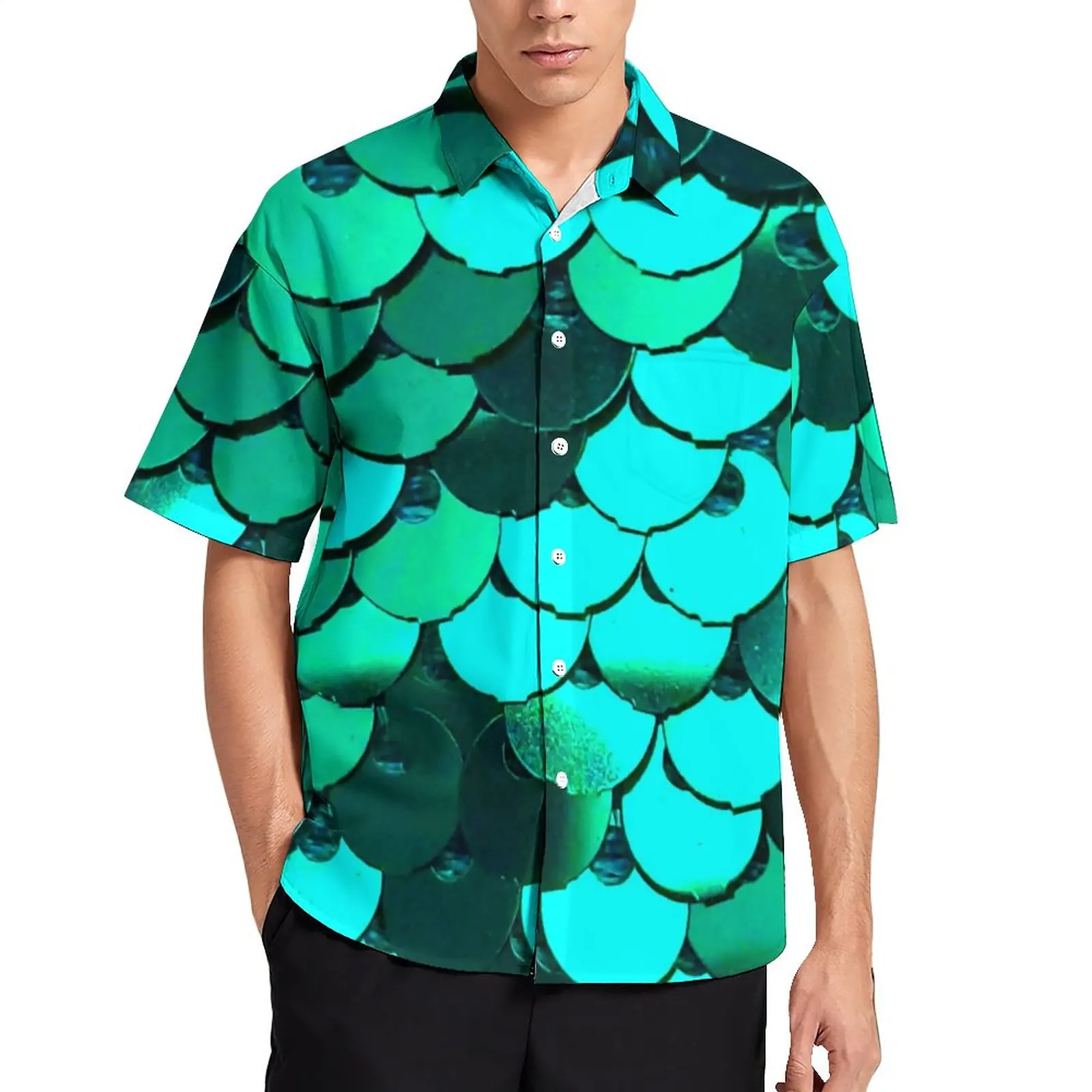 Mermaid Sequins Shirt Beach Mystical Green Pattern Casual Shirts Blouses Short Sleeves Streetwear Oversized
Mermaid Sequins Shirt Beach Mystical Green Pattern Casual Shirts Blouses Short Sleeves Streetwear Oversized