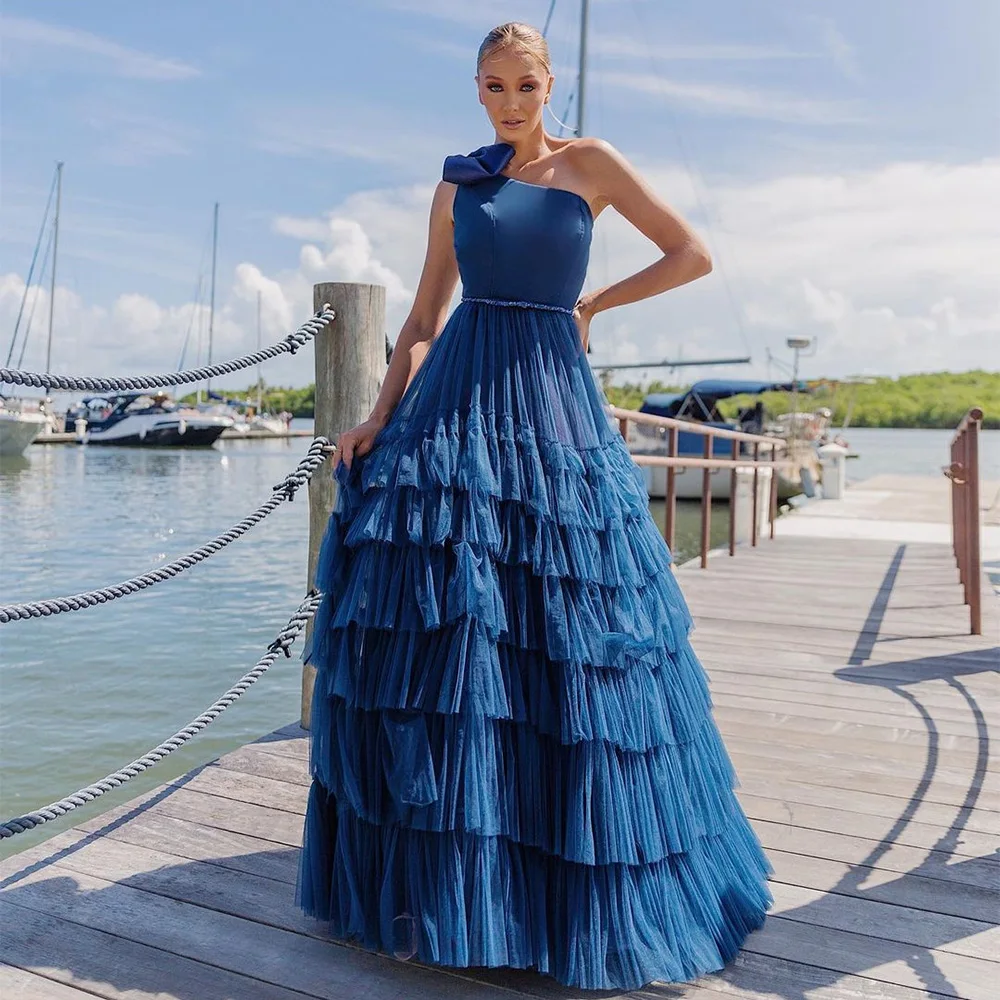 Sevintage Navy Blue Tiered Ruffles Tulle Prom Dresses Sleeveless A-Line Pleat Ruched Evening Gowns Special Occasion Gown 2023
Sevintage Navy Blue Tiered Ruffles Tulle Prom Dresses Sleeveless A-Line Pleat Ruched Evening Gowns Special Occasion Gown 2023