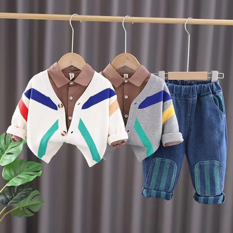 Baby Boy Clothing Sets For Children Autumn Spring Cotton Pants Shirt+Cardigan Jacket+Jeans 3pc Kids Clothes Boy New Suit fashion
Baby Boy Clothing Sets For Children Autumn Spring Cotton Pants Shirt+Cardigan Jacket+Jeans 3pc Kids Clothes Boy New Suit fashion