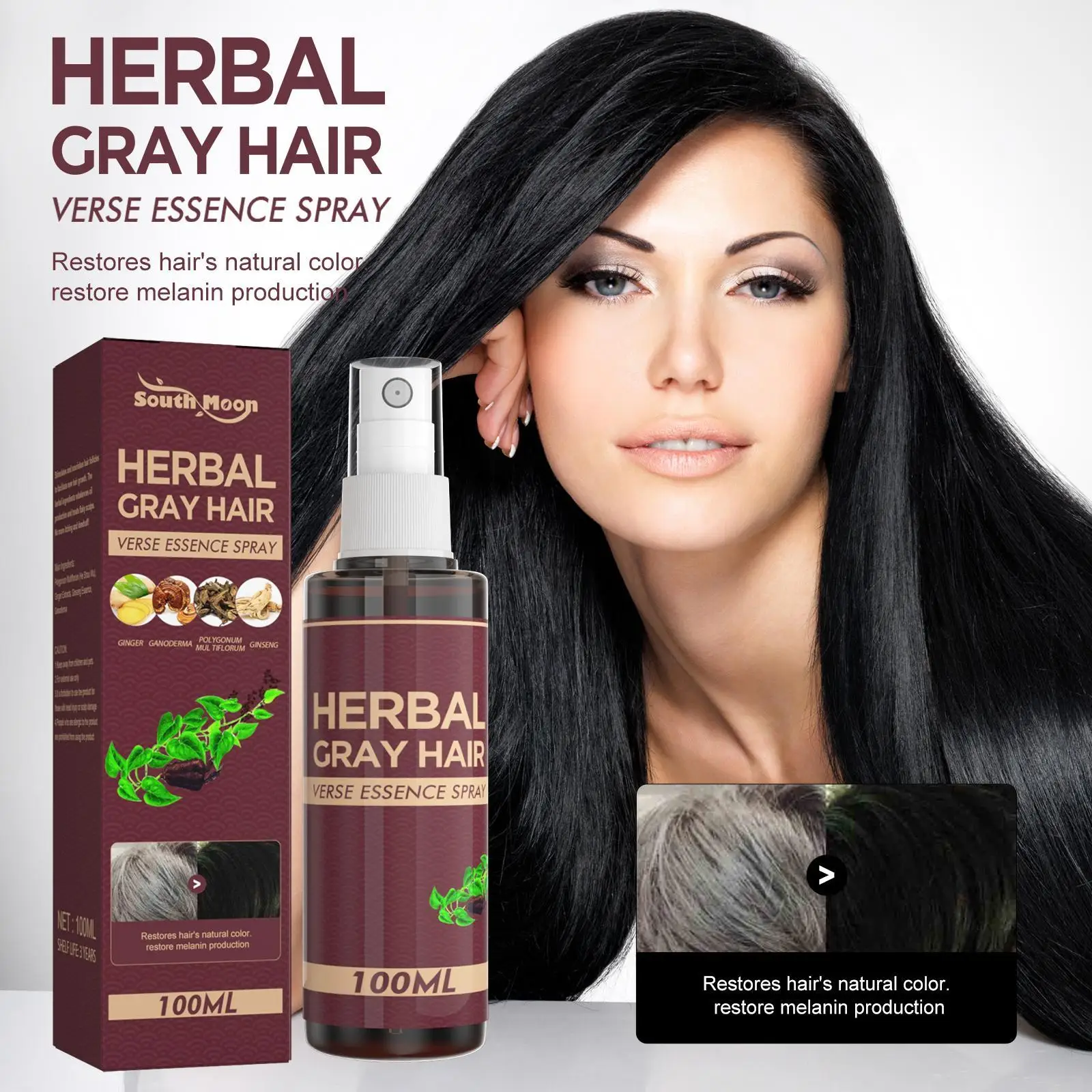 White Beard Hair To Natural Color Spray Herbal Tonic Growth Essence Spray Organic Anti Hair Loss Beauty Products
White Beard Hair To Natural Color Spray Herbal Tonic Growth Essence Spray Organic Anti Hair Loss Beauty Products