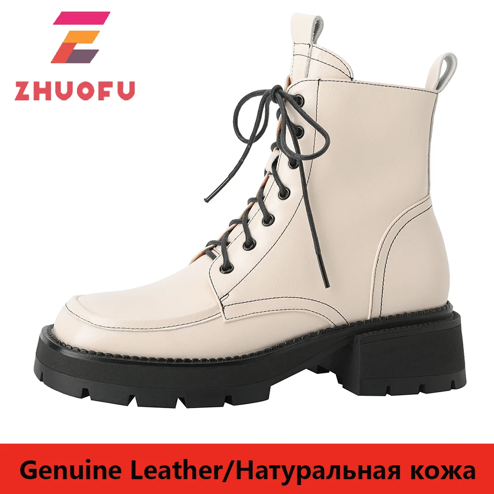 ZHUOFU 2023 Leisure Women Ankle Boots Fashion Cross-Tied Thick Heels Genuine Leather Shoes Woman Autumn Winter Motorcycle Boots
ZHUOFU 2023 Leisure Women Ankle Boots Fashion Cross-Tied Thick Heels Genuine Leather Shoes Woman Autumn Winter Motorcycle Boots