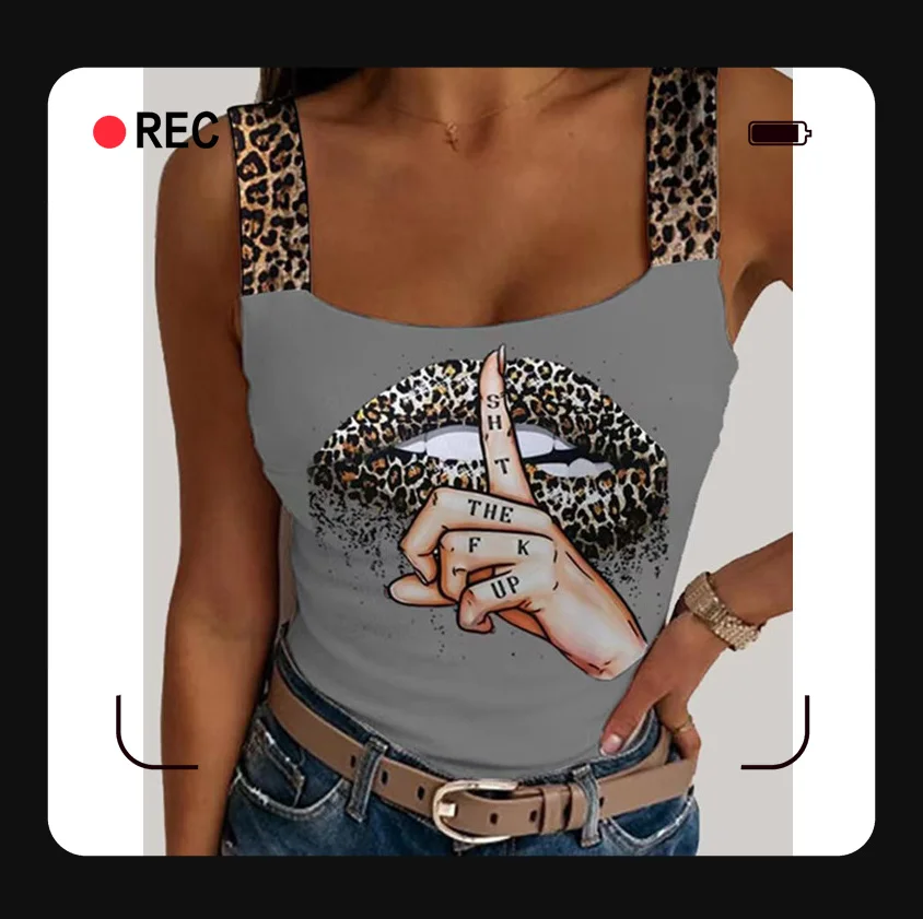 Leopard Lip Printed Crop Tops T Shirt Classic Summer 2022 Sexy Tops Women No Sleeve Tank Blouse Partyclubwear Slim Cropped Tee
Leopard Lip Printed Crop Tops T Shirt Classic Summer 2022 Sexy Tops Women No Sleeve Tank Blouse Partyclubwear Slim Cropped Tee
