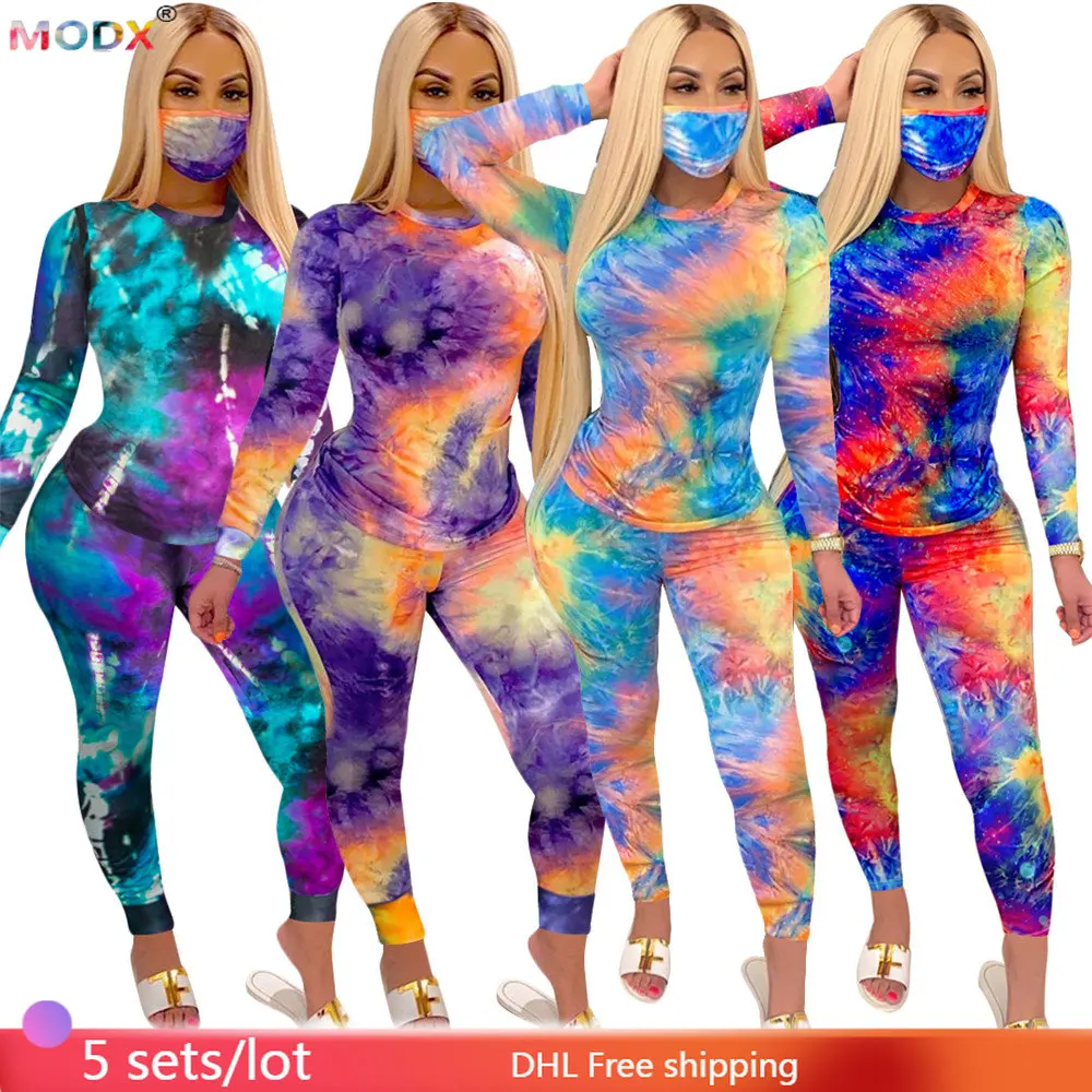 5 Wholesale Women Tracksuits Casual Tie Dye Two Piece Set Print Long Sleeve Pullover Mask Pants Suit Streetwear Lady Outfit 8792
5 Wholesale Women Tracksuits Casual Tie Dye Two Piece Set Print Long Sleeve Pullover Mask Pants Suit Streetwear Lady Outfit 8792