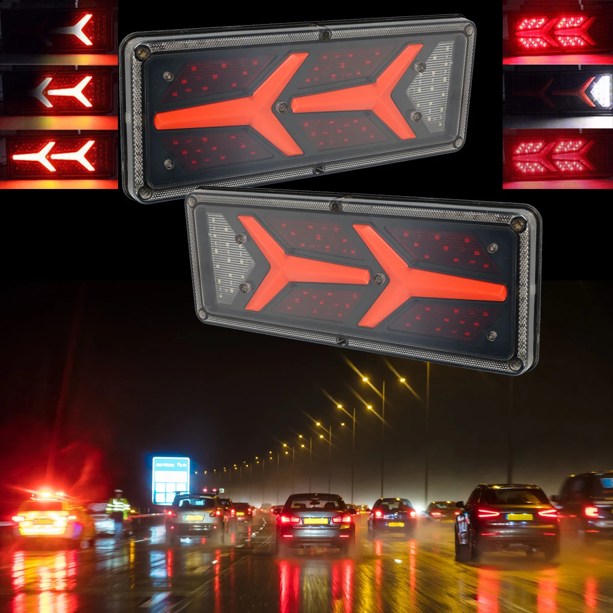 new 2Pcs LED Trailer Lights Rear Tail Lights 24V Dynamic Indicator Stop Light Stop Brake Turn Trailer Light Durable IP67
new 2Pcs LED Trailer Lights Rear Tail Lights 24V Dynamic Indicator Stop Light Stop Brake Turn Trailer Light Durable IP67