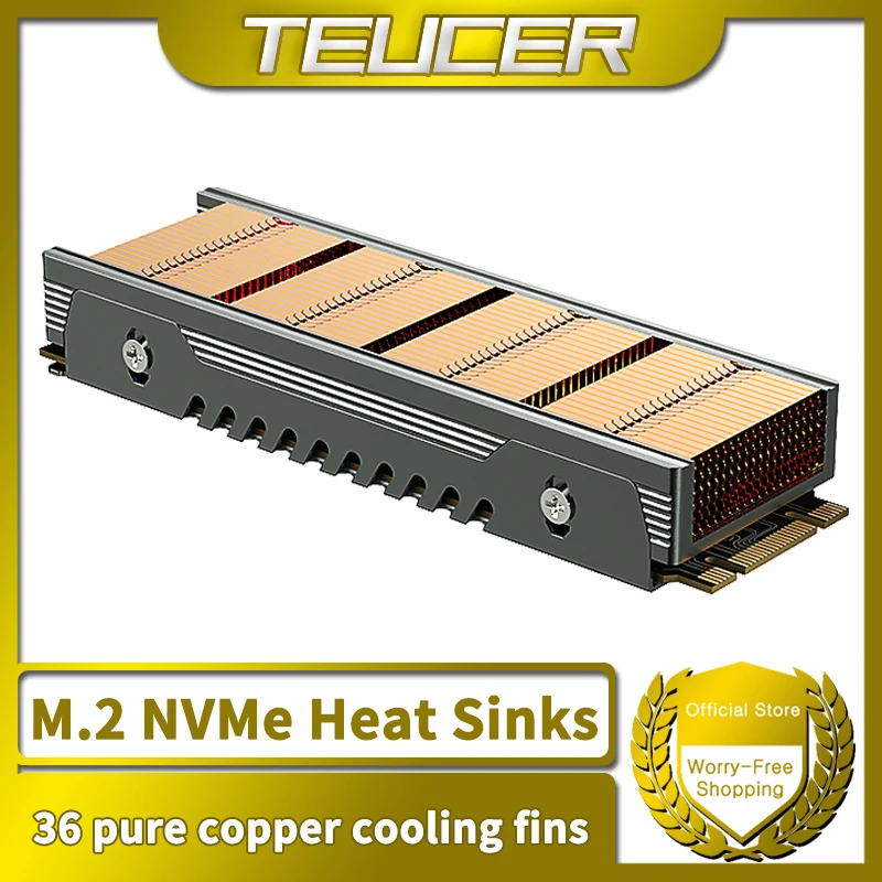 TEUCER M.2 SSD NVMe Heat Sink M2 2280 Solid State Drive 36 Cooling Fin Radiator with Thermal Pad
TEUCER M.2 SSD NVMe Heat Sink M2 2280 Solid State Drive 36 Cooling Fin Radiator with Thermal Pad