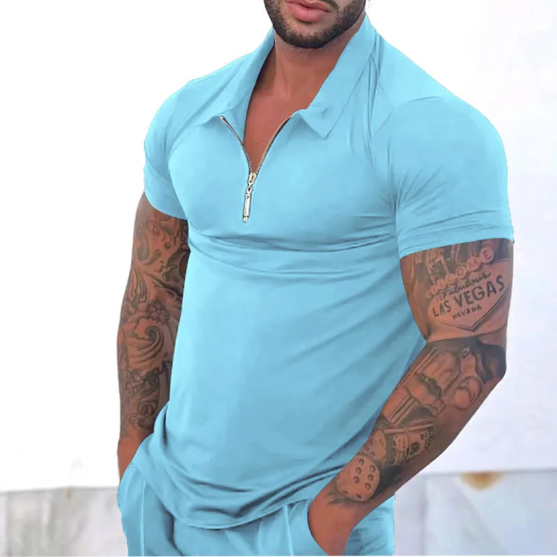Euro size Man short sleeved t-shirts 2023 summer new cotton blend men's casual lapel solid Grey blue Khaki Polo Shirts S-4XL
Euro size Man short sleeved t-shirts 2023 summer new cotton blend men's casual lapel solid Grey blue Khaki Polo Shirts S-4XL