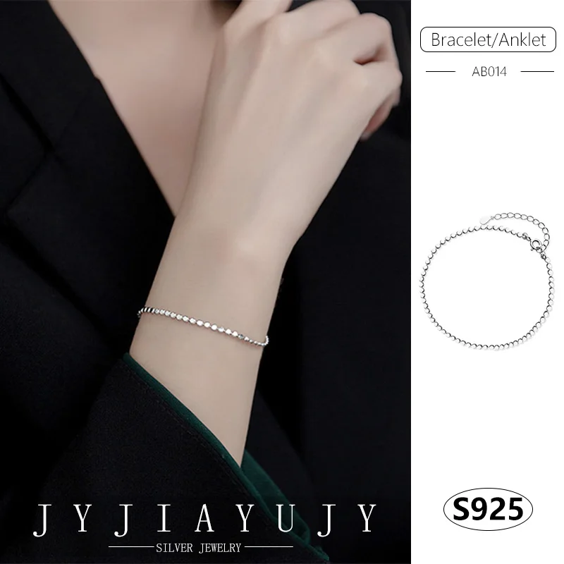 JYJIAYUJY 100% Sterling Silver S925 Bracelet Anklet Flat Beads Chain Elegant Hypoallergenic Female Daily Fine Jewelry Gift AB014
JYJIAYUJY 100% Sterling Silver S925 Bracelet Anklet Flat Beads Chain Elegant Hypoallergenic Female Daily Fine Jewelry Gift AB014
