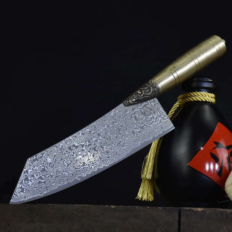 Genuine Damascus Knife 67 Layers Damascus VG10 Steel 8.5 Inch Slicing Kiritsuke Cleaver Longquan Kitchen Knives Copper Handle
Genuine Damascus Knife 67 Layers Damascus VG10 Steel 8.5 Inch Slicing Kiritsuke Cleaver Longquan Kitchen Knives Copper Handle