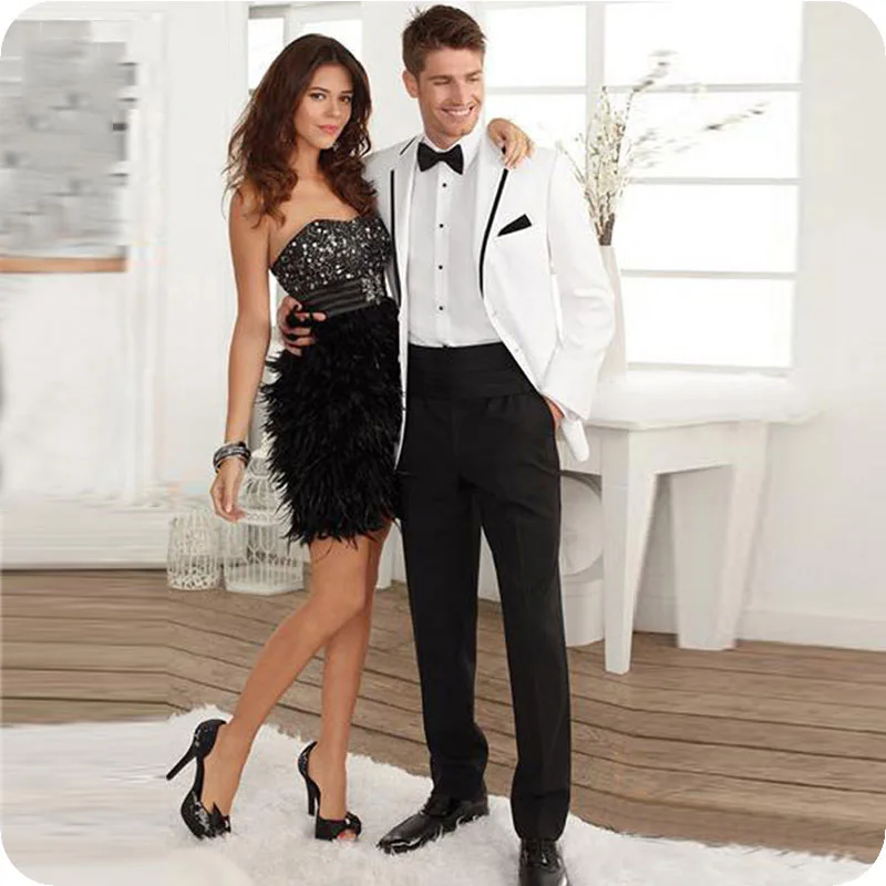 White Black Men Suits Groom Wedding Suits Bridegroom Formal Tuxedos Prom Blazers Costume Homme Slim Fit Terno Masculino 2 Pieces
White Black Men Suits Groom Wedding Suits Bridegroom Formal Tuxedos Prom Blazers Costume Homme Slim Fit Terno Masculino 2 Pieces