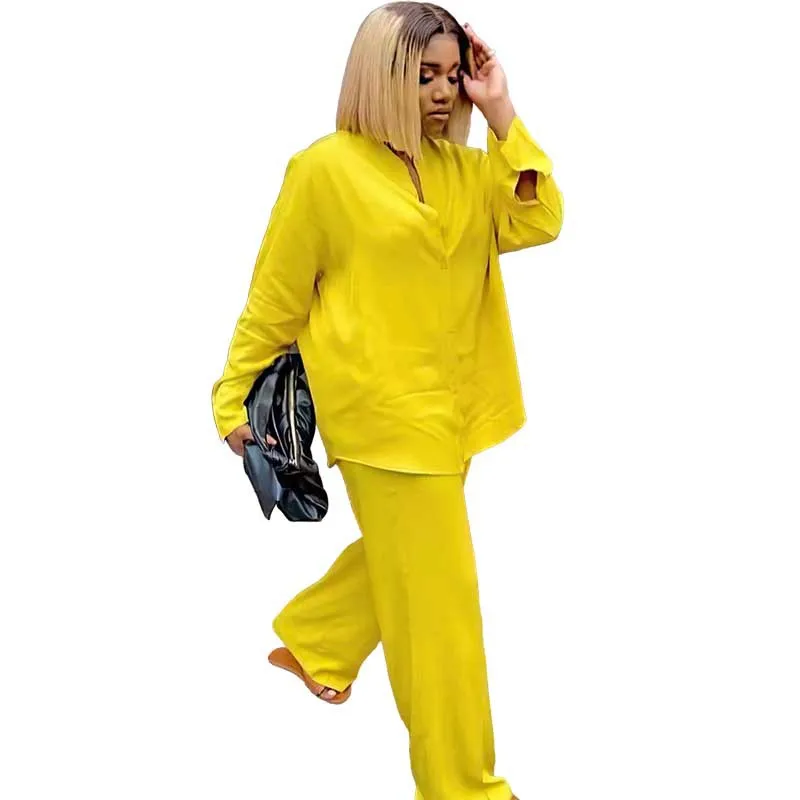 Loose Big Size 2 Piece Set Women's Fashion Solid Long Sleeve Shirts Wide Leg Pants Matching Set Office Lady Outfits Fall Winter
Loose Big Size 2 Piece Set Women's Fashion Solid Long Sleeve Shirts Wide Leg Pants Matching Set Office Lady Outfits Fall Winter