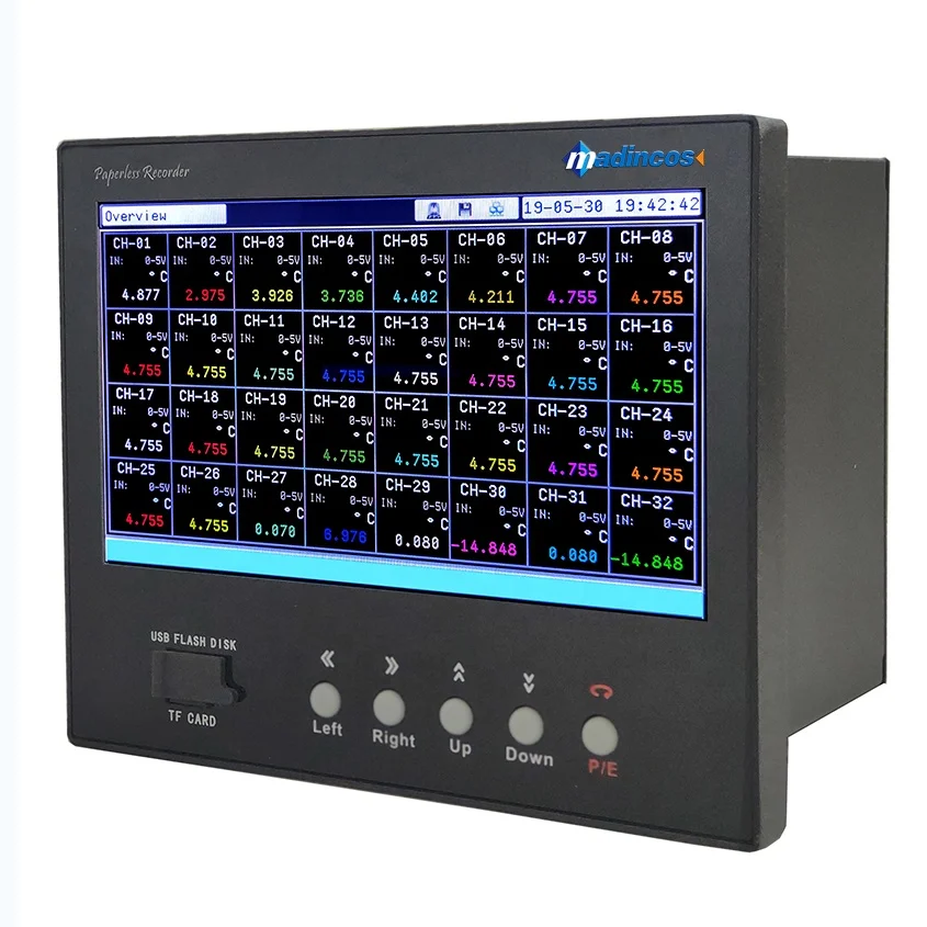 MPR5000S: 7'' Universal Digital 32 Multi-Channel Color Paperless Temperature Recorder with Modbus Ethernet
MPR5000S: 7'' Universal Digital 32 Multi-Channel Color Paperless Temperature Recorder with Modbus Ethernet