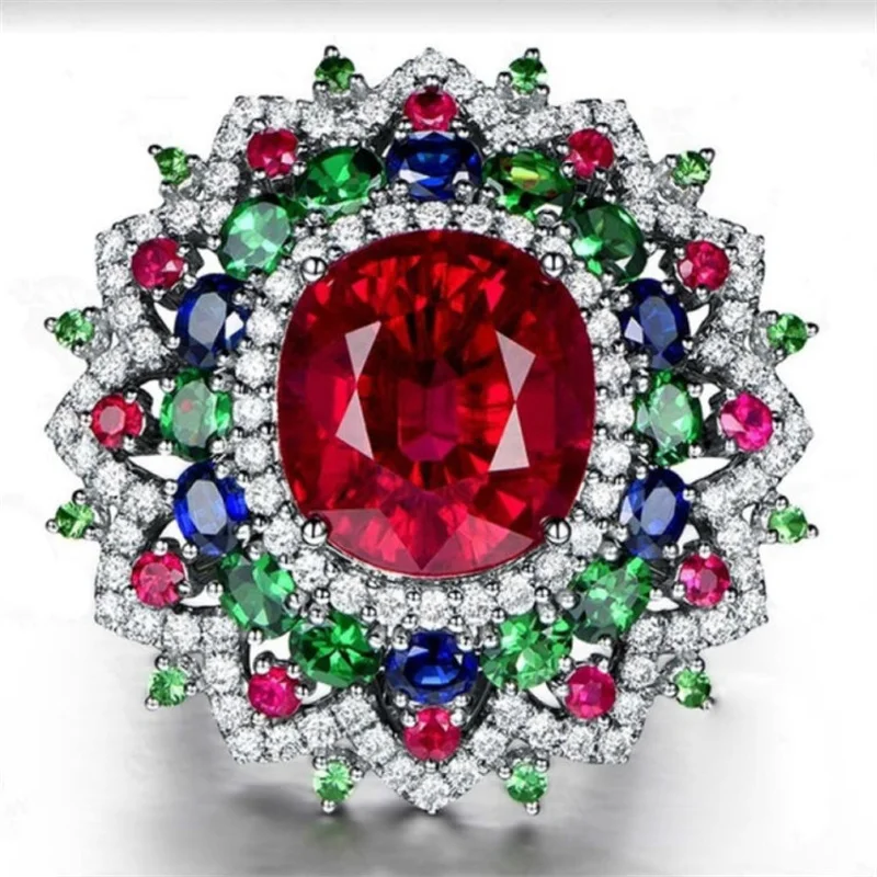 Luxury Flower Colorful Zircon Ring 2023 New European and American Fashion High Quality Jewelry Ring Luxury Bridal Handwear
Luxury Flower Colorful Zircon Ring 2023 New European and American Fashion High Quality Jewelry Ring Luxury Bridal Handwear